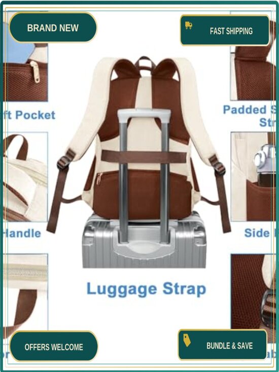 Insulated Lunch Backpack for Women with 17 Inch Laptop Compartment, Water